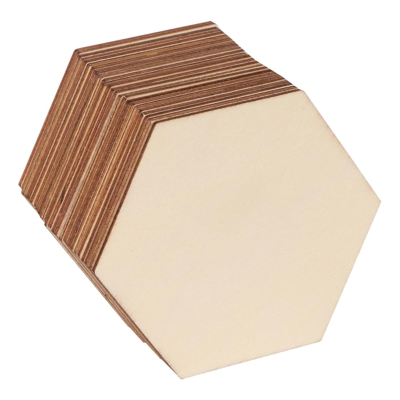 Oud Wood Chip - 20pcs 20cm Hexagon Unfinished Blank Wood