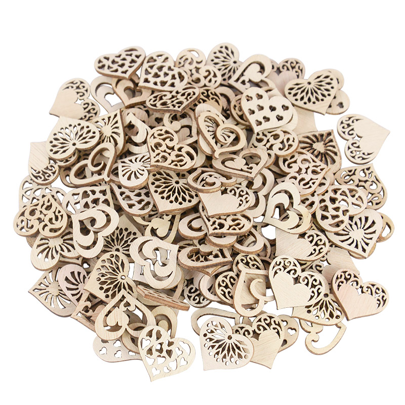 50/100pcs Hollowed Heart Patte – Oud Wood Chip Bewertung und Preis