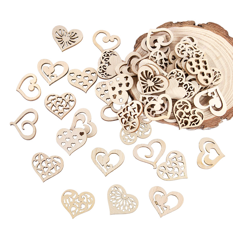 50/100pcs Hollowed Heart Patte – Oud Wood Chip Bewertung und Preis