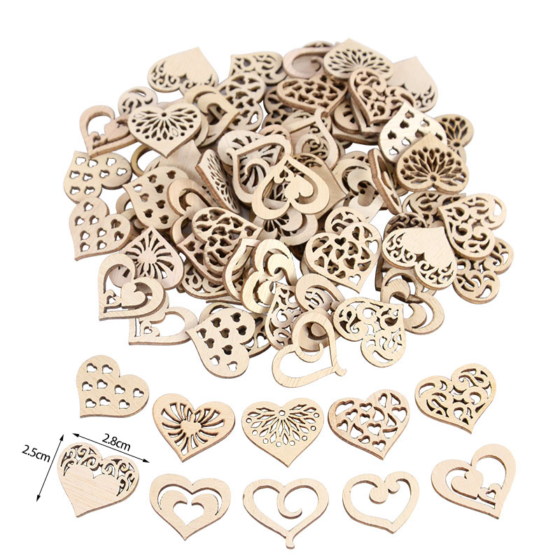 50/100pcs Hollowed Heart Patte – Oud Wood Chip Bewertung und Preis