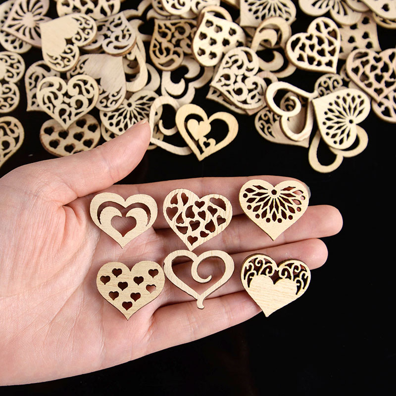 50/100pcs Hollowed Heart Patte – Oud Wood Chip Bewertung und Preis