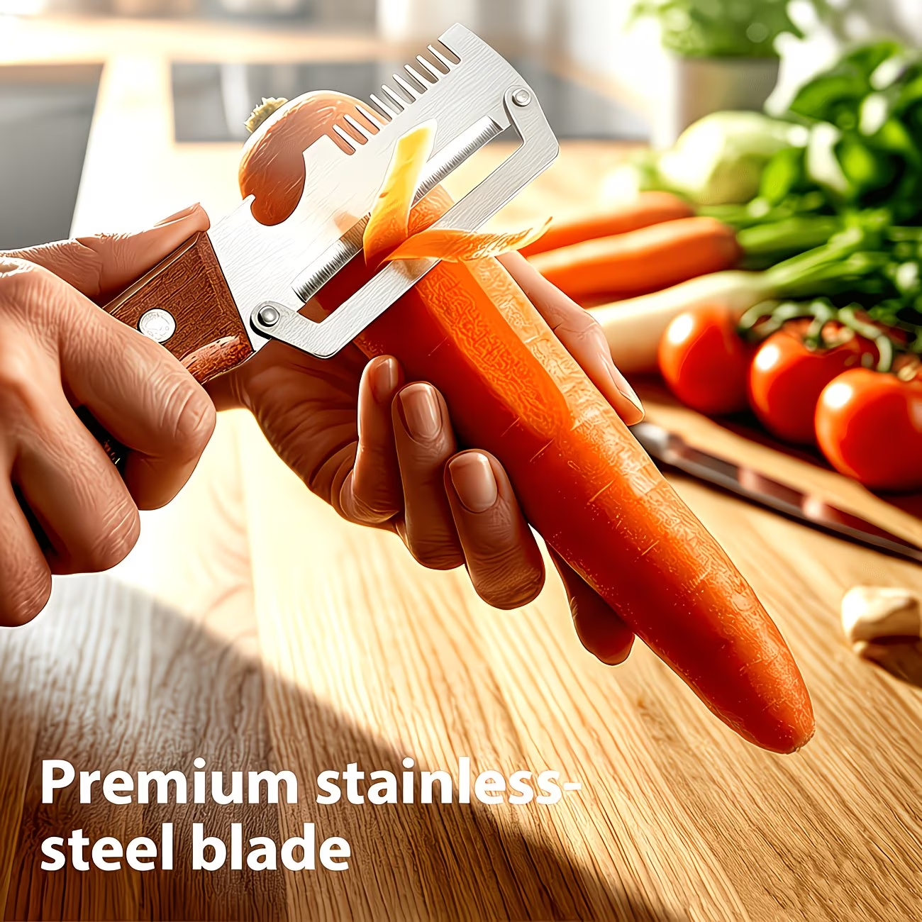 Stainless steel peeler with wo – Oud Wood Chip Bewertung und Preis