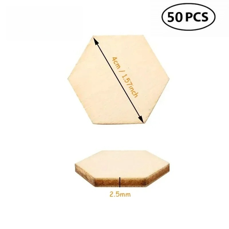 50PCS 4CM Unfinished Wood Hexa – Oud Wood Chip Bewertung und Preis