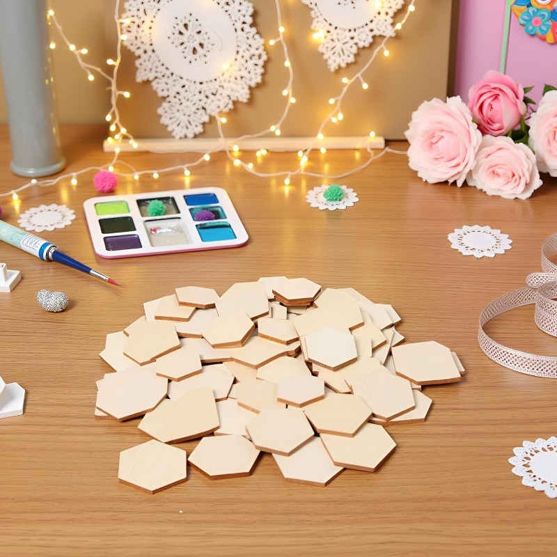 50PCS 4CM Unfinished Wood Hexa – Oud Wood Chip Bewertung und Preis